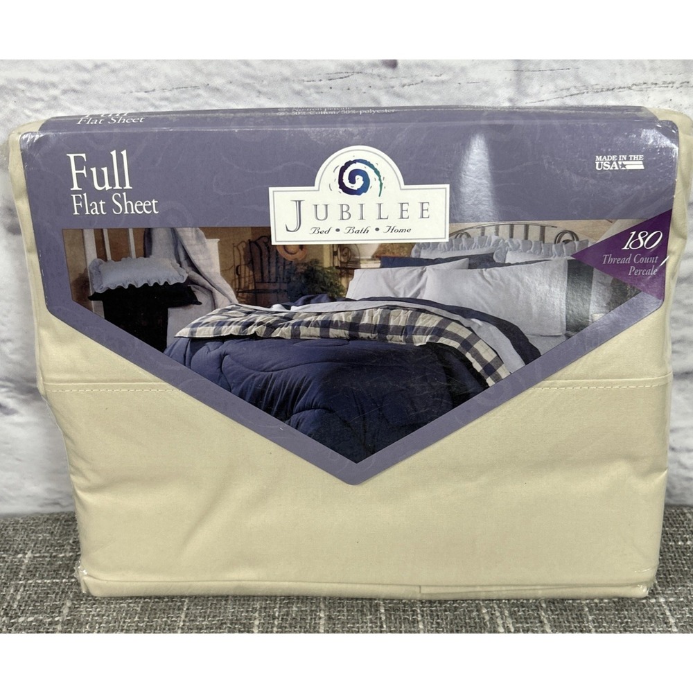 Jubilee Vintage Flat Sheet Ivory USA Deadstock Cotton‎ Blend